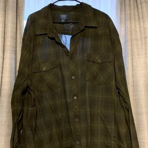 Foundry brand men’s 4XLT green plaid shirt